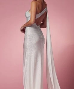 Nox Anabel E1039W - Beaded Asymmetric Bridal Dress
