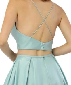 Nox Anabel - E161 Sleeveless Sweetheart Crop Top Two-Piece A-Line Gown