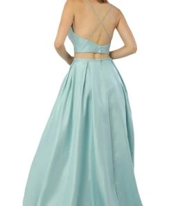 Nox Anabel - E161 Sleeveless Sweetheart Crop Top Two-Piece A-Line Gown