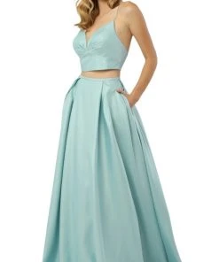 Nox Anabel - E161 Sleeveless Sweetheart Crop Top Two-Piece A-Line Gown