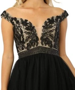 Nox Anabel - E166 Beaded Deep Off-Shoulder Ballgown