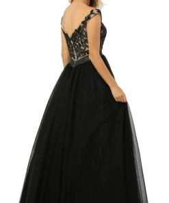 Nox Anabel - E166 Beaded Deep Off-Shoulder Ballgown