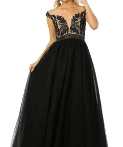 Nox Anabel - E166 Beaded Deep Off-Shoulder Ballgown