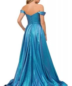 Nox Anabel - E366 Twist-Rendered Off Shoulder Metallic Gown 7 Nox Anabel - E366 Twist-Rendered Off Shoulder Metallic Gown