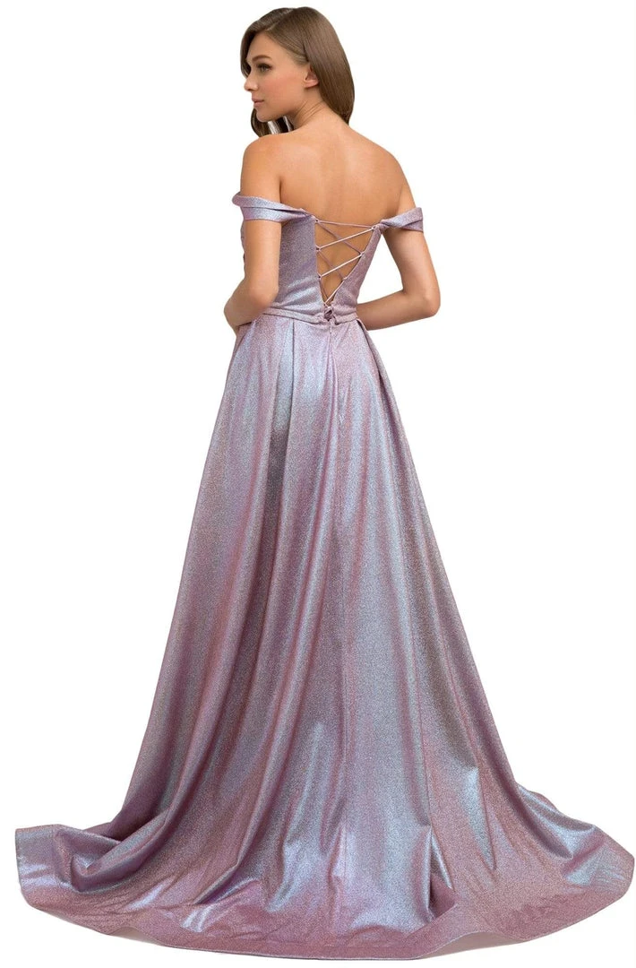 Nox Anabel - E366 Twist-Rendered Off Shoulder Metallic Gown 6 Nox Anabel - E366 Twist-Rendered Off Shoulder Metallic Gown