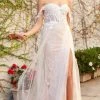 Nox Anabel - E441 Off Shoulder Appliqued High Slit Bridal Gown