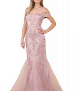 Nox Anabel - H294 Beaded Off Shoulder Mermaid Gown