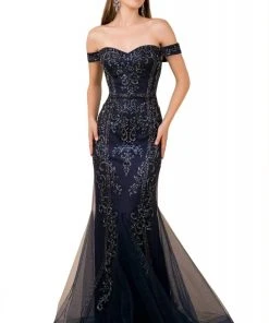 Nox Anabel - H294 Beaded Off Shoulder Mermaid Gown