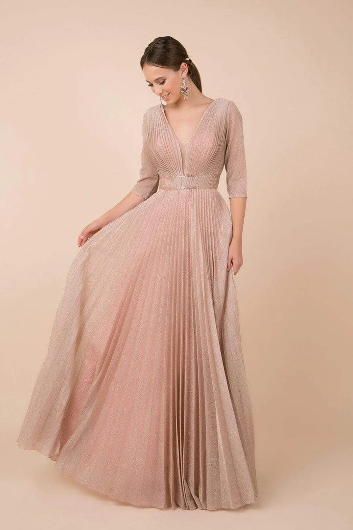 Nox Anabel - M530 Deep V-neck Pleated A-line Dress 7 Nox Anabel - M530 Deep V-neck Pleated A-line Dress