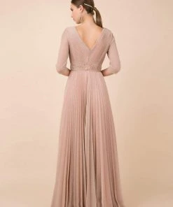 Nox Anabel - M530 Deep V-neck Pleated A-line Dress 11 Nox Anabel - M530 Deep V-neck Pleated A-line Dress