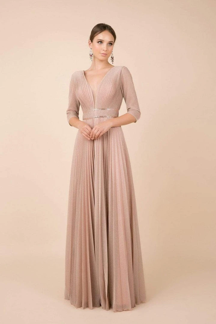 Nox Anabel - M530 Deep V-neck Pleated A-line Dress 5 Nox Anabel - M530 Deep V-neck Pleated A-line Dress