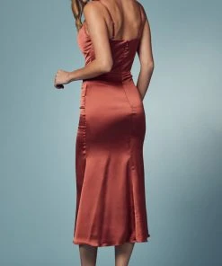 Nox Anabel R1027 - Tea Length Cowl Cocktail Dress