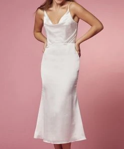 Nox Anabel R1027 - Tea Length Cowl Cocktail Dress