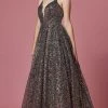 Nox Anabel R1030 - V-Neck Sequin Evening Gown 1 Nox Anabel R1030 - V-Neck Sequin Evening Gown
