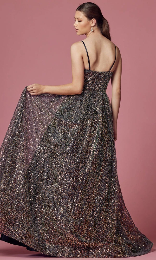 Nox Anabel R1030 - V-Neck Sequin Evening Gown 4 Nox Anabel R1030 - V-Neck Sequin Evening Gown