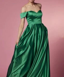 Nox Anabel R1032 - Off Shoulder A-Line Prom Dress