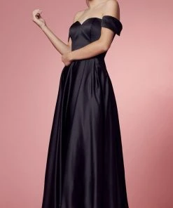 Nox Anabel R1032 - Off Shoulder A-Line Prom Dress