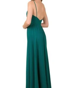 Nox Anabel - R275 Plunging V-neck A-line Dress With Slit 11 Nox Anabel - R275 Plunging V-neck A-line Dress With Slit