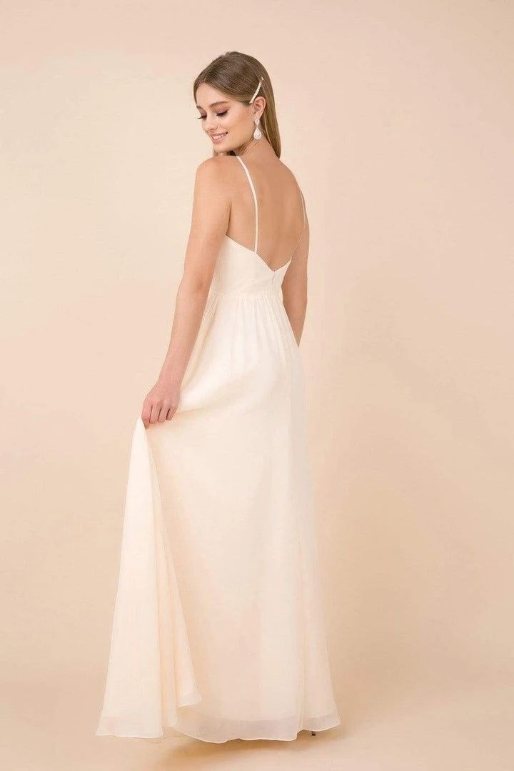 Nox Anabel - R275P Plunging V-neck A-line Dress With Slit 8 Nox Anabel - R275P Plunging V-neck A-line Dress With Slit