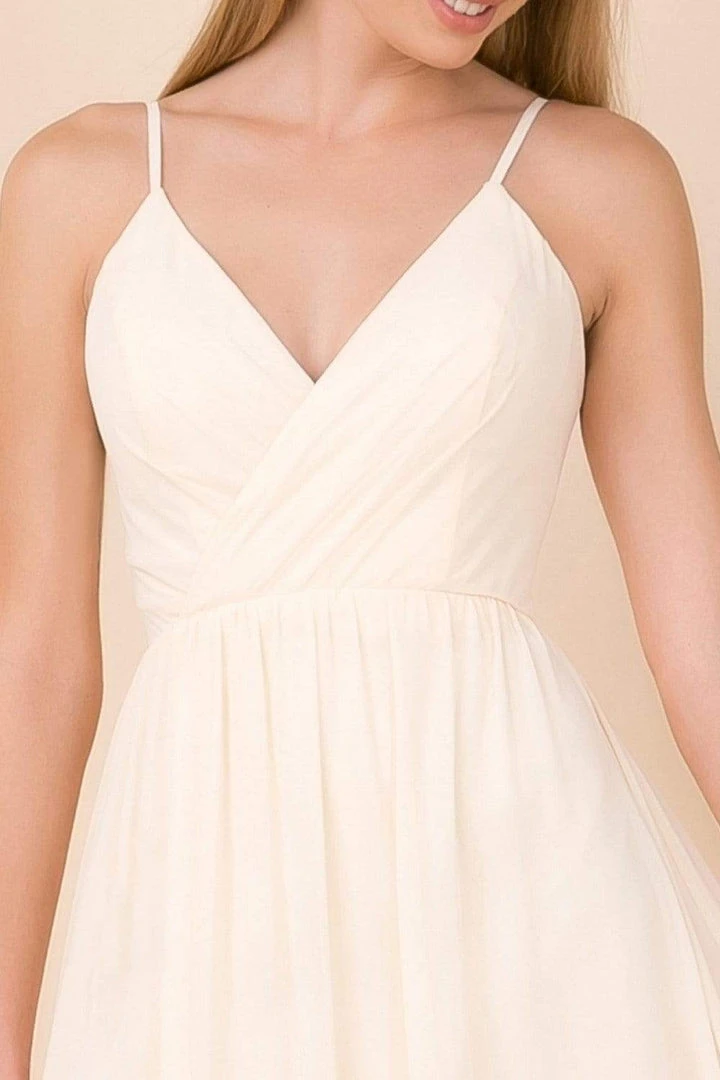 Nox Anabel - R275P Plunging V-neck A-line Dress With Slit 10 Nox Anabel - R275P Plunging V-neck A-line Dress With Slit