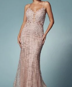 Nox Anabel R282-1 - Lace Applique Mermaid Prom Dress