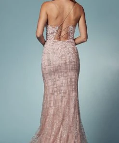 Nox Anabel R282-1 - Lace Applique Mermaid Prom Dress