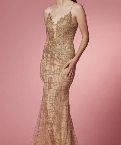 Nox Anabel R282-1 - Lace Applique Mermaid Prom Dress