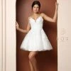 Nox Anabel R707 - Lace Appliqued Sweetheart Short Dress