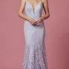 Nox Anabel T1010 - Beaded V-Neck Evening Gown