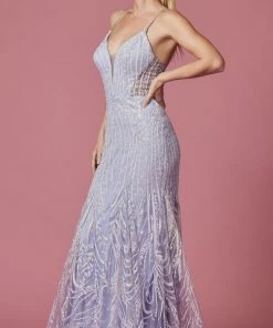 Nox Anabel T1010 - Beaded V-Neck Evening Gown 7 Nox Anabel T1010 - Beaded V-Neck Evening Gown