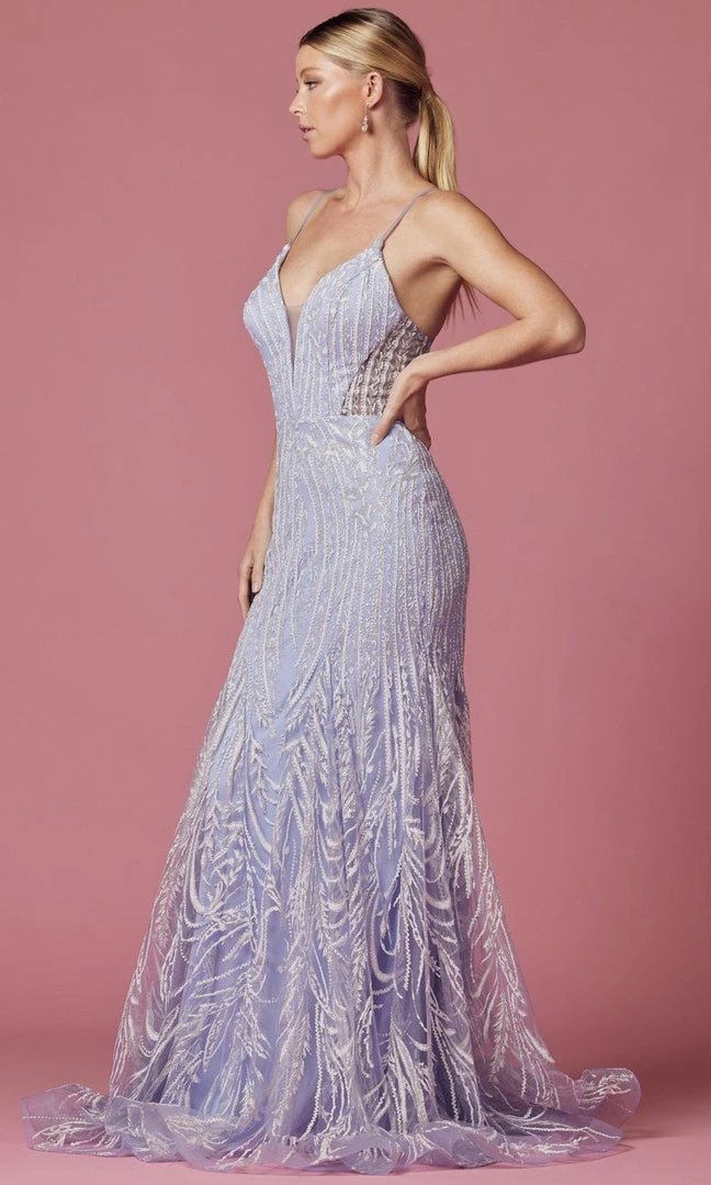 Nox Anabel T1010 - Beaded V-Neck Evening Gown 5 Nox Anabel T1010 - Beaded V-Neck Evening Gown