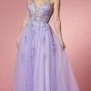 Nox Anabel T1012 - V-Neck Embellished Prom Gown