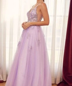 Nox Anabel T1012 - V-Neck Embellished Prom Gown