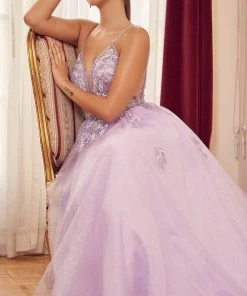 Nox Anabel T1012 - V-Neck Embellished Prom Gown