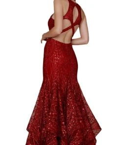 Nox Anabel - T153 Rhinestone Accented Illusion Halter Mermaid Dress 10 Nox Anabel - T153 Rhinestone Accented Illusion Halter Mermaid Dress