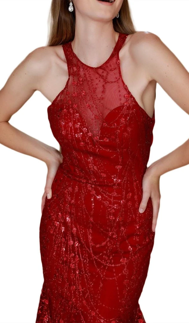 Nox Anabel - T153 Rhinestone Accented Illusion Halter Mermaid Dress 4 Nox Anabel - T153 Rhinestone Accented Illusion Halter Mermaid Dress