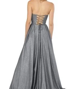 Nox Anabel - T258 Lustrous Strapless Sweetheart A-Line Evening Gown