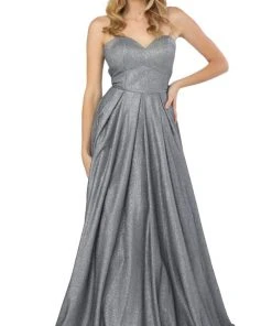 Nox Anabel - T258 Lustrous Strapless Sweetheart A-Line Evening Gown