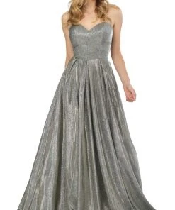 Nox Anabel - T258 Lustrous Strapless Sweetheart A-Line Evening Gown