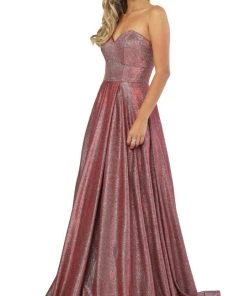Nox Anabel - T258 Lustrous Strapless Sweetheart A-Line Evening Gown