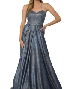Nox Anabel - T258 Lustrous Strapless Sweetheart A-Line Evening Gown