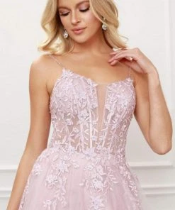 Nox Anabel - T449 Scoop Neck A-line Prom Dress