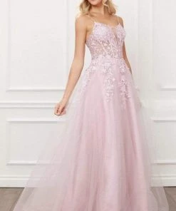 Nox Anabel - T449 Scoop Neck A-line Prom Dress
