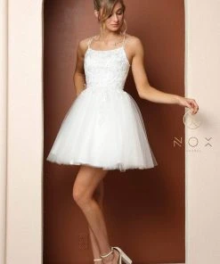 Nox Anabel T718 - Lace Up Back Scoop Neck Short Dress 31 Nox Anabel T718 - Lace Up Back Scoop Neck Short Dress