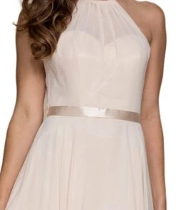 Nox Anabel - Y102P Sleeveless Halter Neck A-line Dress