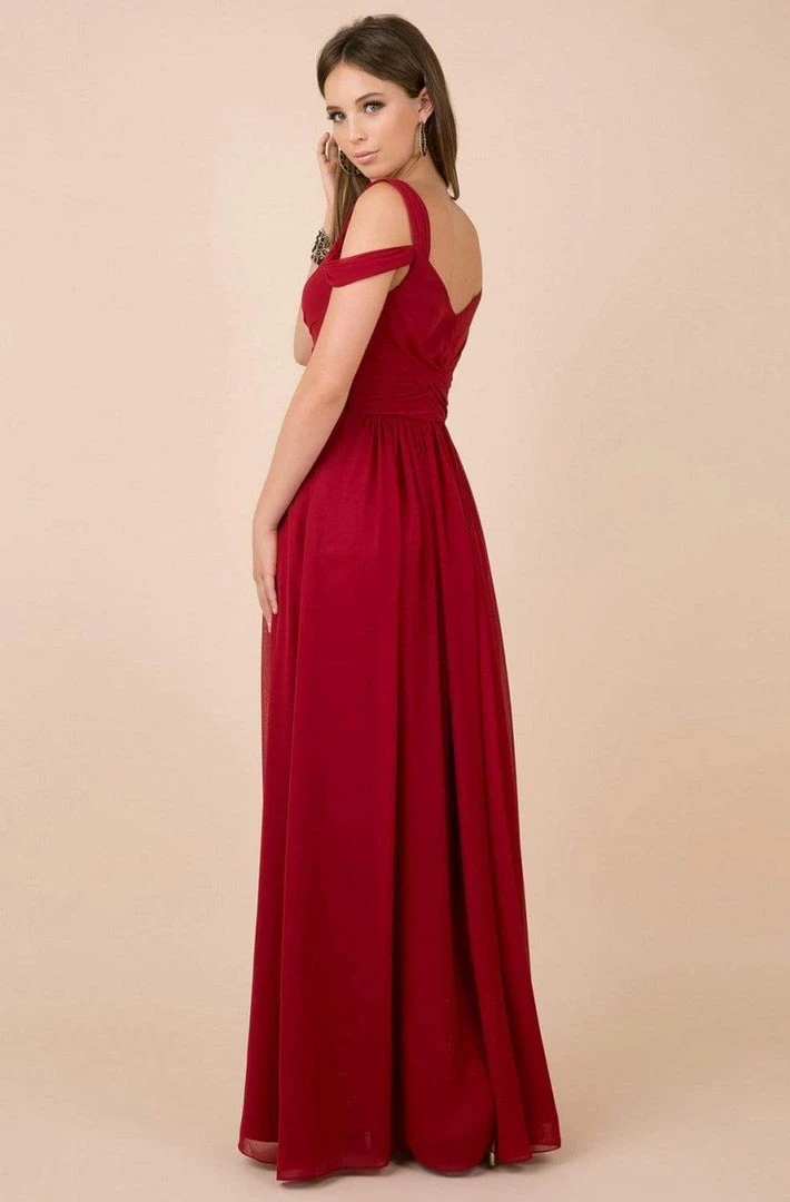 Nox Anabel - Y277P Cold Shoulder V Neckline A-Line High Slit Gown 4 Nox Anabel - Y277P Cold Shoulder V Neckline A-Line High Slit Gown