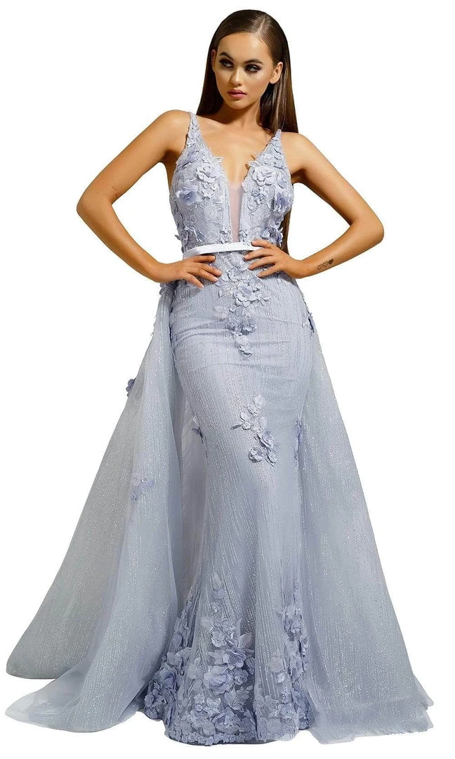 Portia And Scarlett - PS1965S Sleeveless Floral Prom Gown 3 Portia And Scarlett - PS1965S Sleeveless Floral Prom Gown