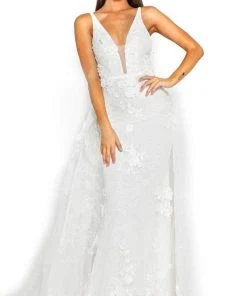 Portia And Scarlett - PS1965S Sleeveless Floral Prom Gown 13 Portia And Scarlett - PS1965S Sleeveless Floral Prom Gown