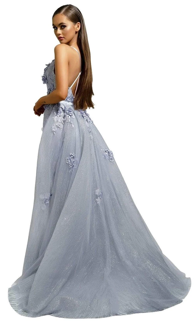 Portia And Scarlett - PS1965S Sleeveless Floral Prom Gown 4 Portia And Scarlett - PS1965S Sleeveless Floral Prom Gown