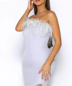 Portia And Scarlett PS2026 - Feather Trimmed Prom Dress With Slit